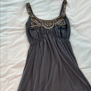 Embellished Gray Midi Dress